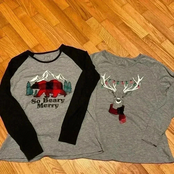Holiday #FamJams Set of Two, Size Medium, Shirts.  Reindeer and Bear. - Picture 1 of 10